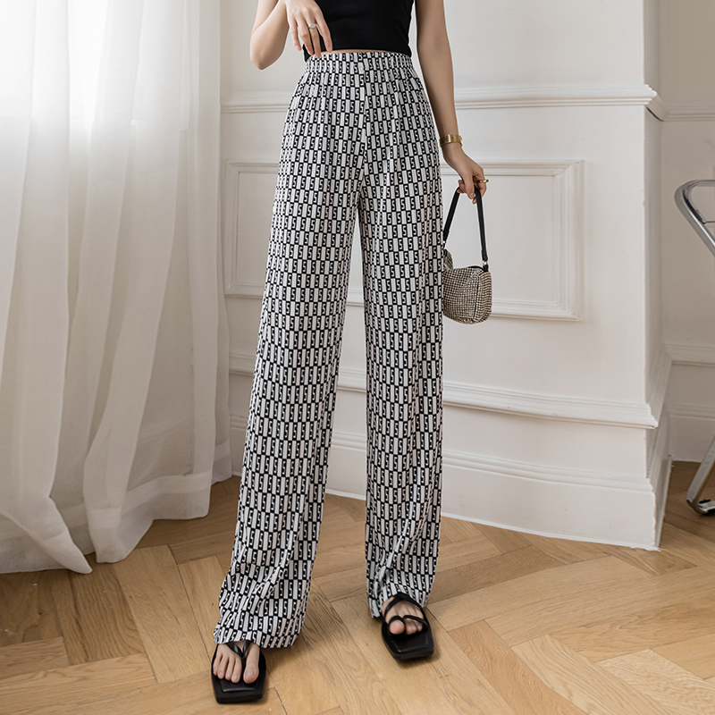 2022 spring and summer new pleated high waist slim straight pants pattern drape loose casual pants womens clothingpicture6