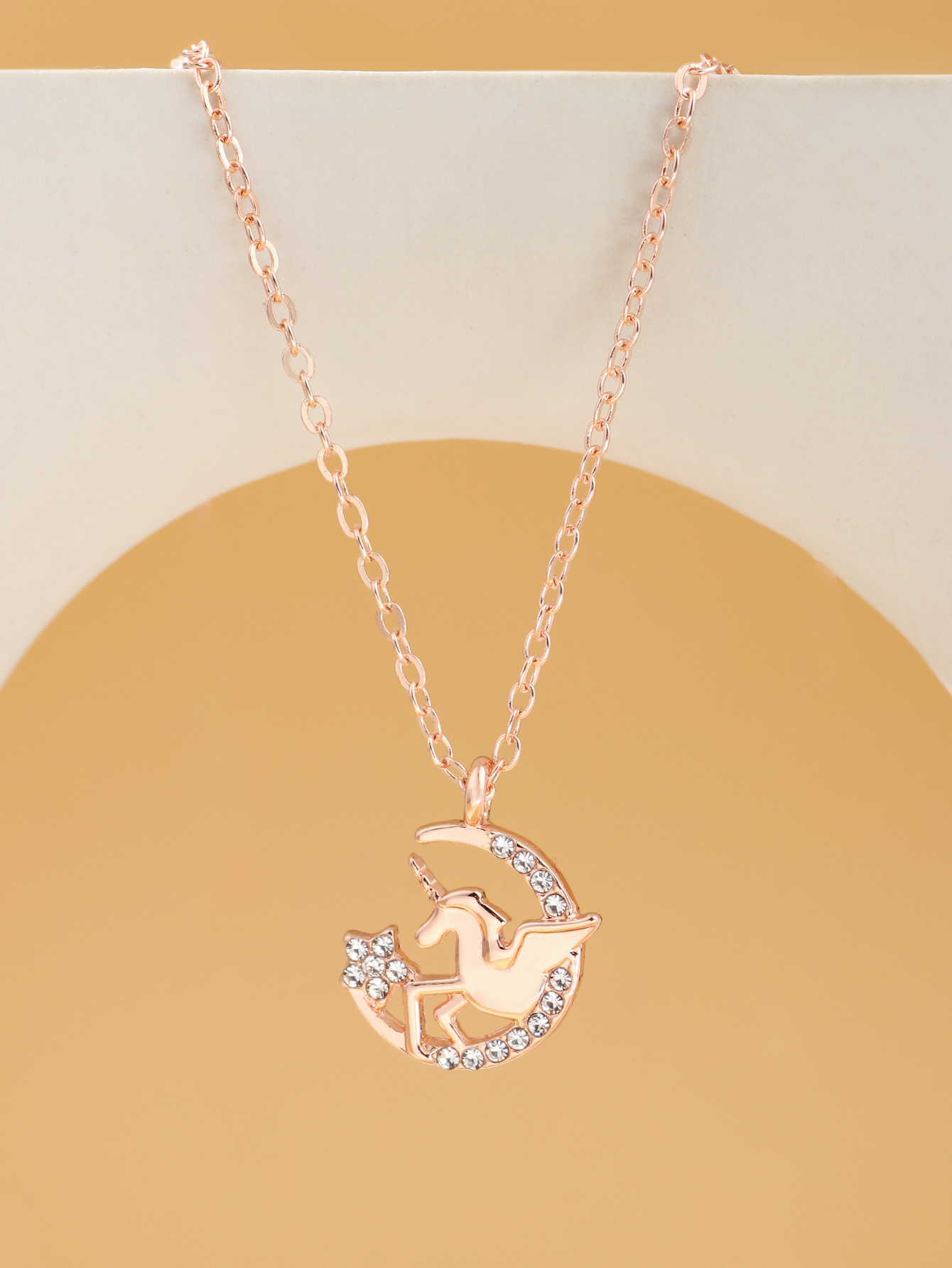 Korean version of unicorn 925 silver moon fivepointed star necklace female simple forest collarbone chain pendant fashionpicture2