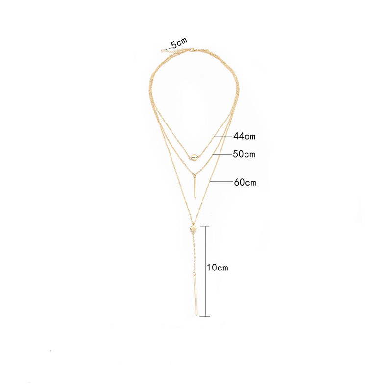 Fashionable simple multi-layered long stick pendent alloy necklace