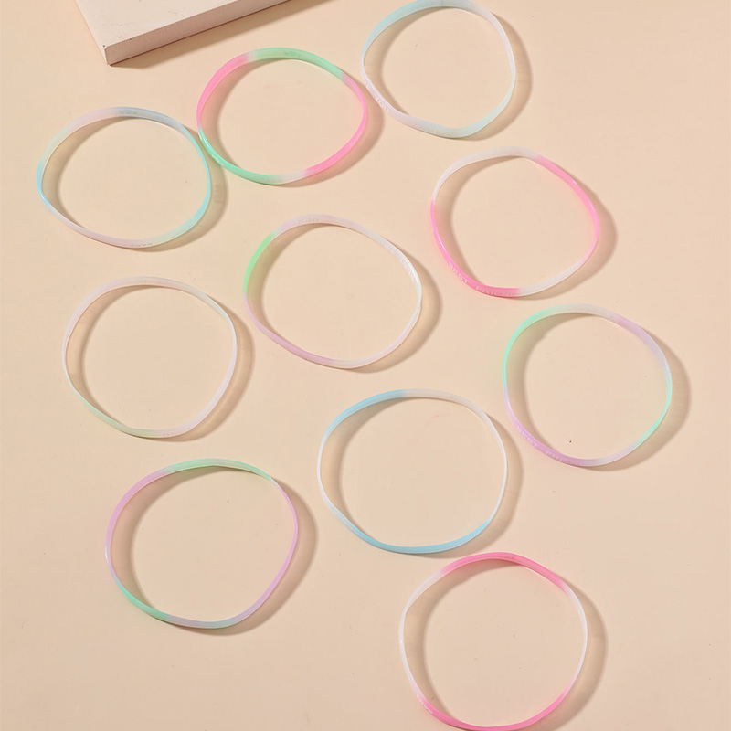 Set of 10 Colorful Silicone Elastic Bracelets Wholesale