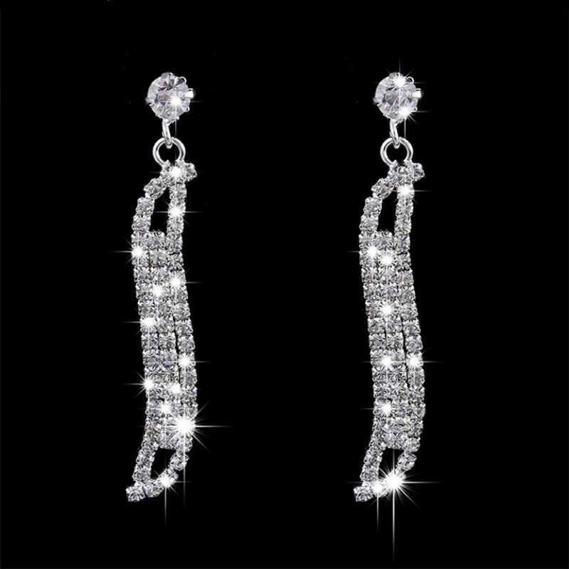 fashion jewelry evening party accessories rhinestone earrings necklace set