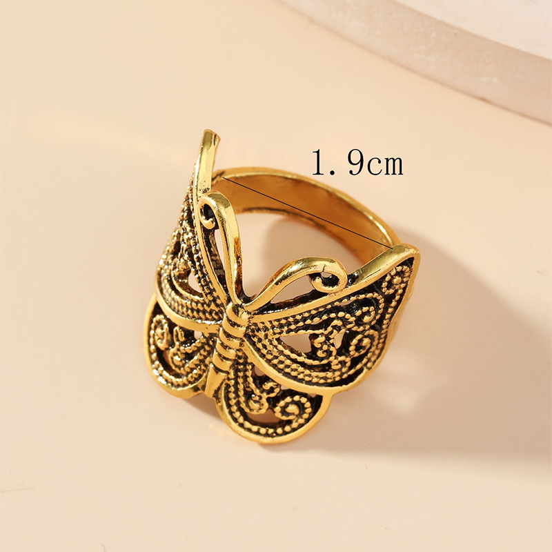 Fashion Vintage Geometric Cutout Butterfly Alloy Ring