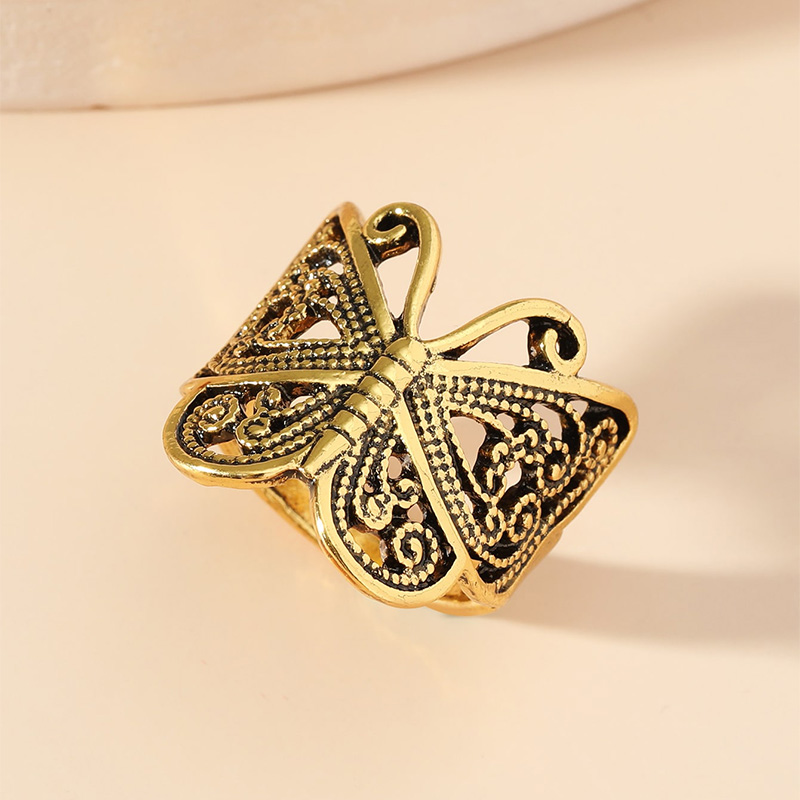 Fashion Vintage Geometric Cutout Butterfly Alloy Ring