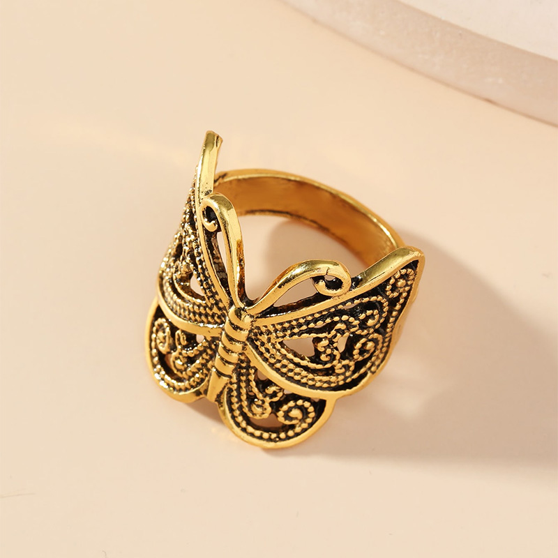 Fashion Vintage Geometric Cutout Butterfly Alloy Ring