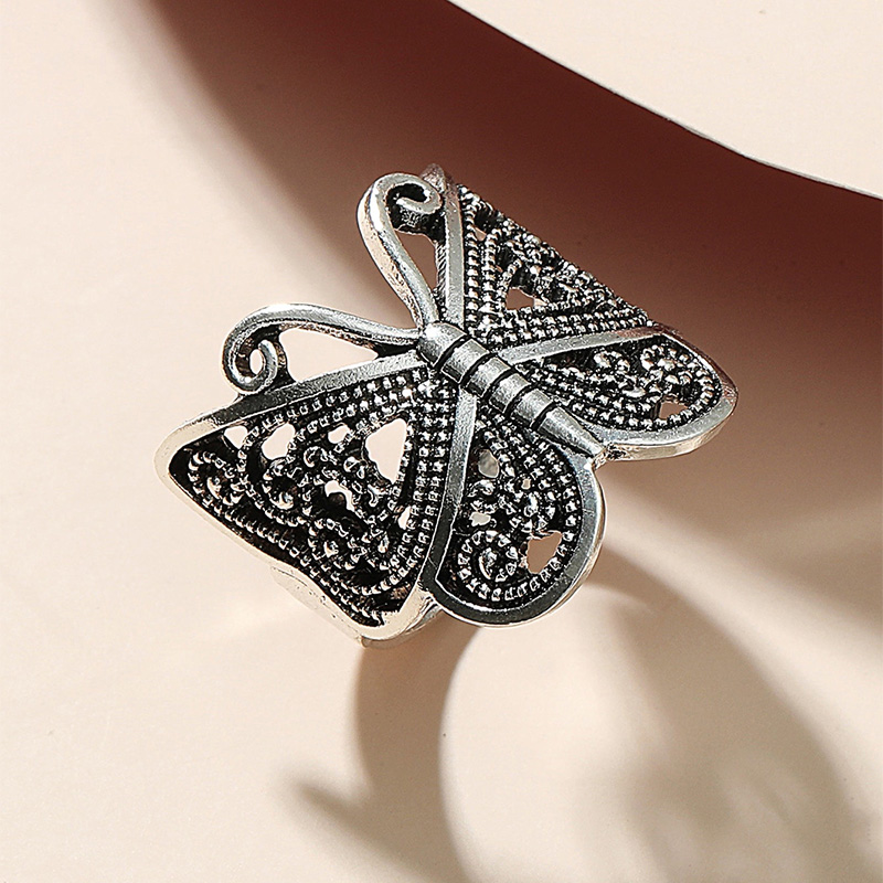 Fashion Vintage Geometric Cutout Butterfly Alloy Ring