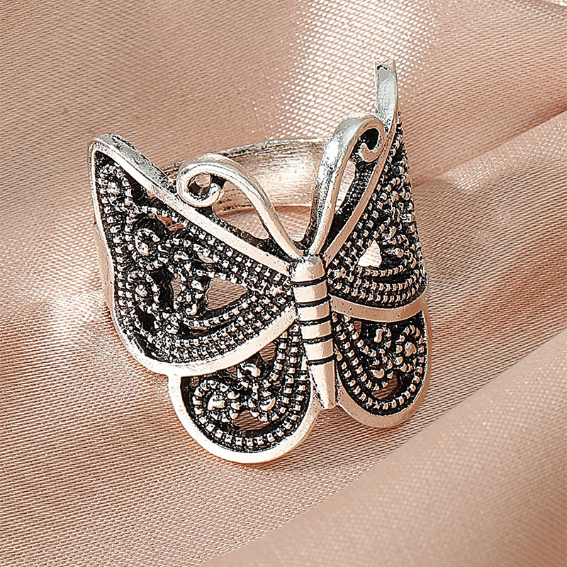 Fashion Vintage Geometric Cutout Butterfly Alloy Ring