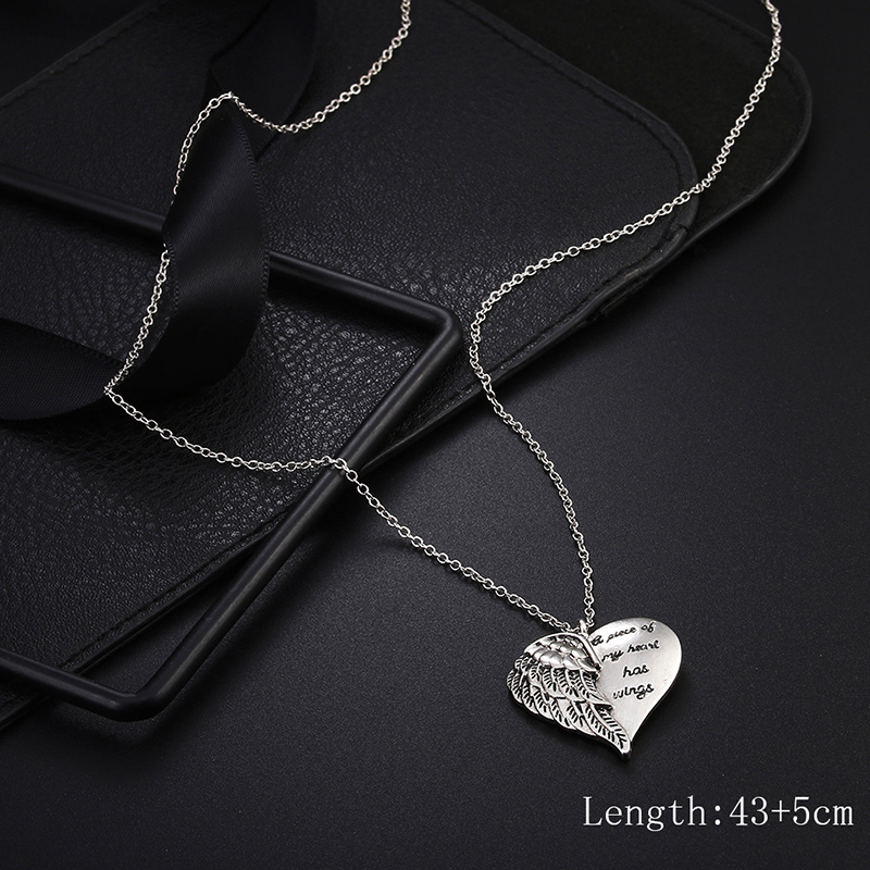 Fashion Letters Angel Wings Heart Pendent Alloy Necklace