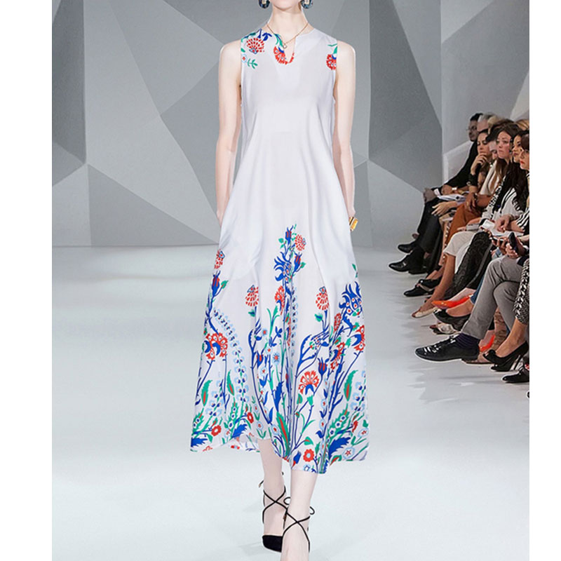 2022 summer new fashion vneck tie print sleeveless dress womens clothingpicture3
