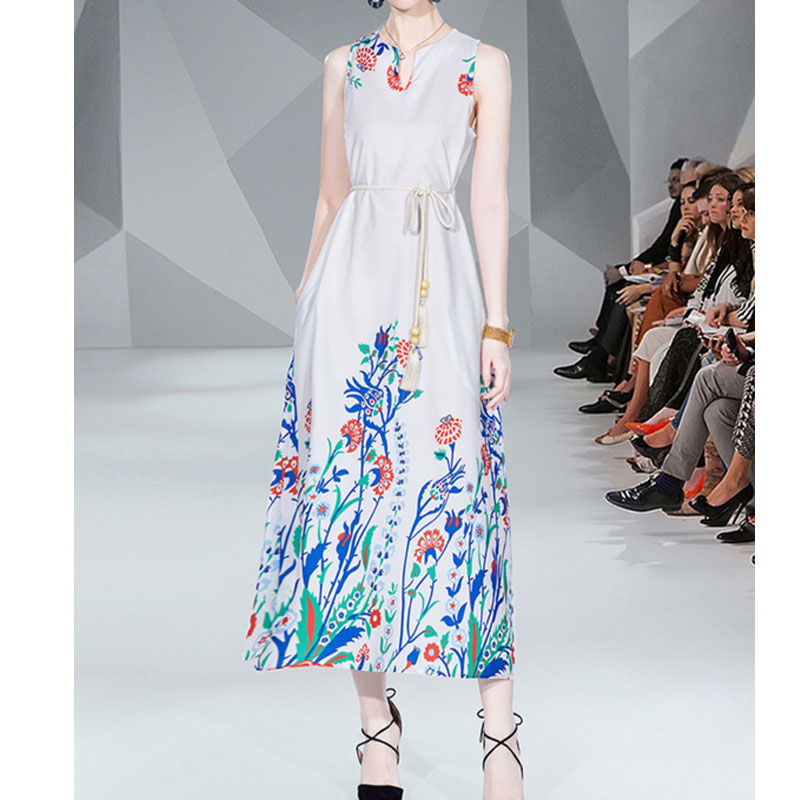2022 summer new fashion vneck tie print sleeveless dress womens clothingpicture4
