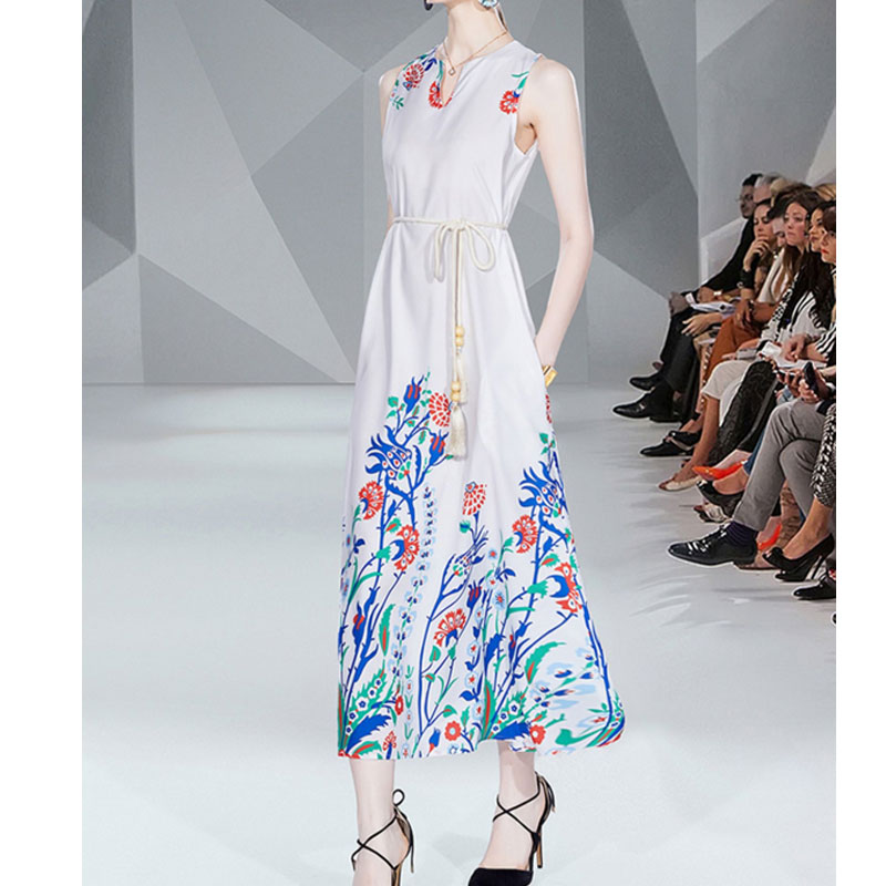 2022 summer new fashion vneck tie print sleeveless dress womens clothingpicture5
