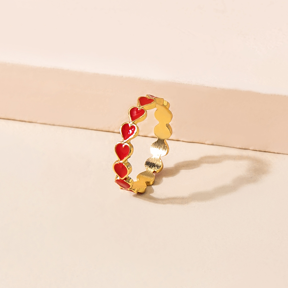 simple geometric drip heart splicing alloy ring