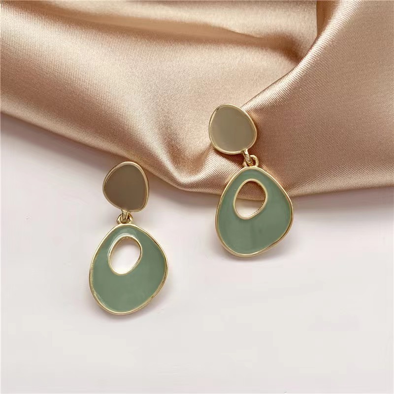 Silver needle Japanese and Korean temperament tide Morandi color oil drop ear jewelry earrings sweet earrings femalepicture2