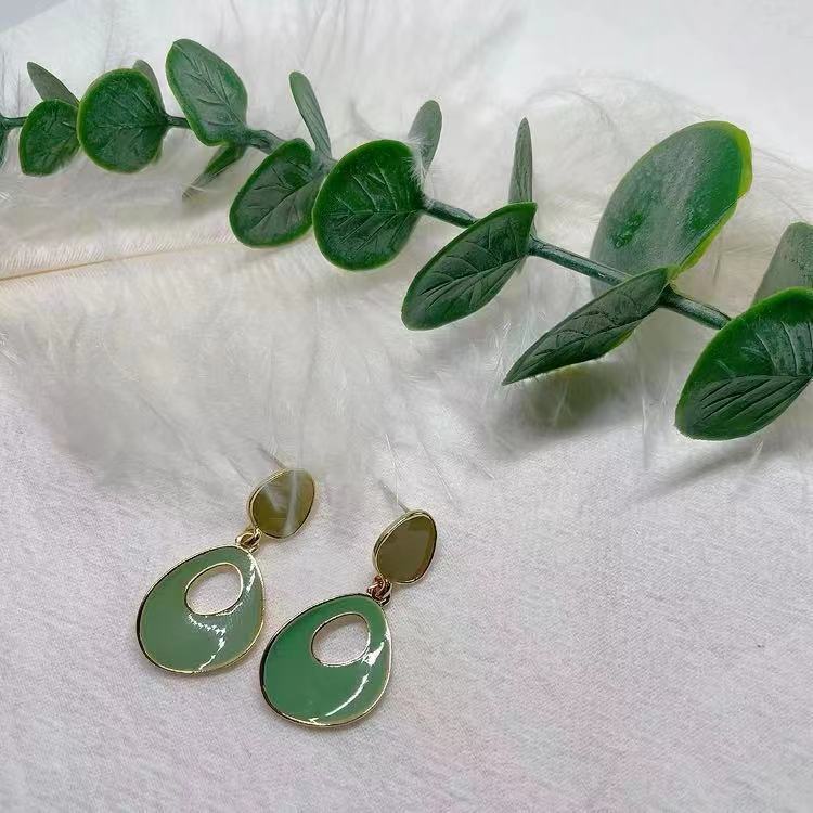 Silver needle Japanese and Korean temperament tide Morandi color oil drop ear jewelry earrings sweet earrings femalepicture4