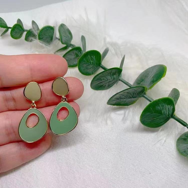 Silver needle Japanese and Korean temperament tide Morandi color oil drop ear jewelry earrings sweet earrings femalepicture5