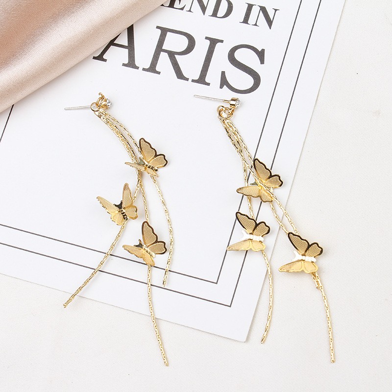 Silver needle earrings fairy retro bow tassel earrings female Korean temperament long simple earringspicture3