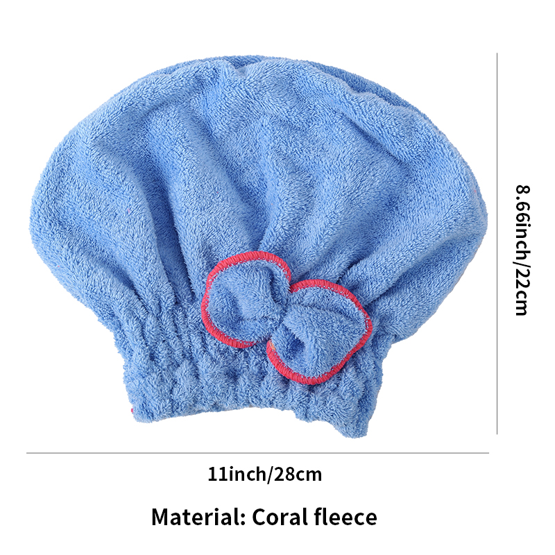Coral fleece dry hair cap absorbent and easy to dry bow shower cap thickened princess hat wipe head towelpicture6
