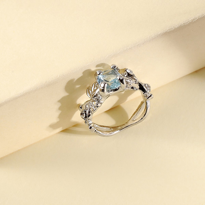 Fashionable Simple Blue Leaf Leaf Ring