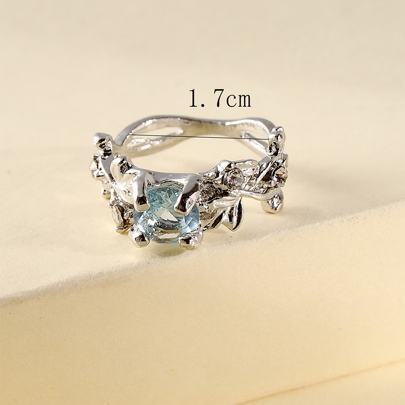 Fashionable Simple Blue Leaf Leaf Ring