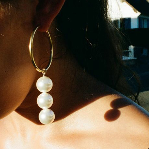 AliExpress Crossborder Fashion OL Jewelry Pearl Beaded Ring Earrings Rice Bead Alloy Geometric Earringspicture30