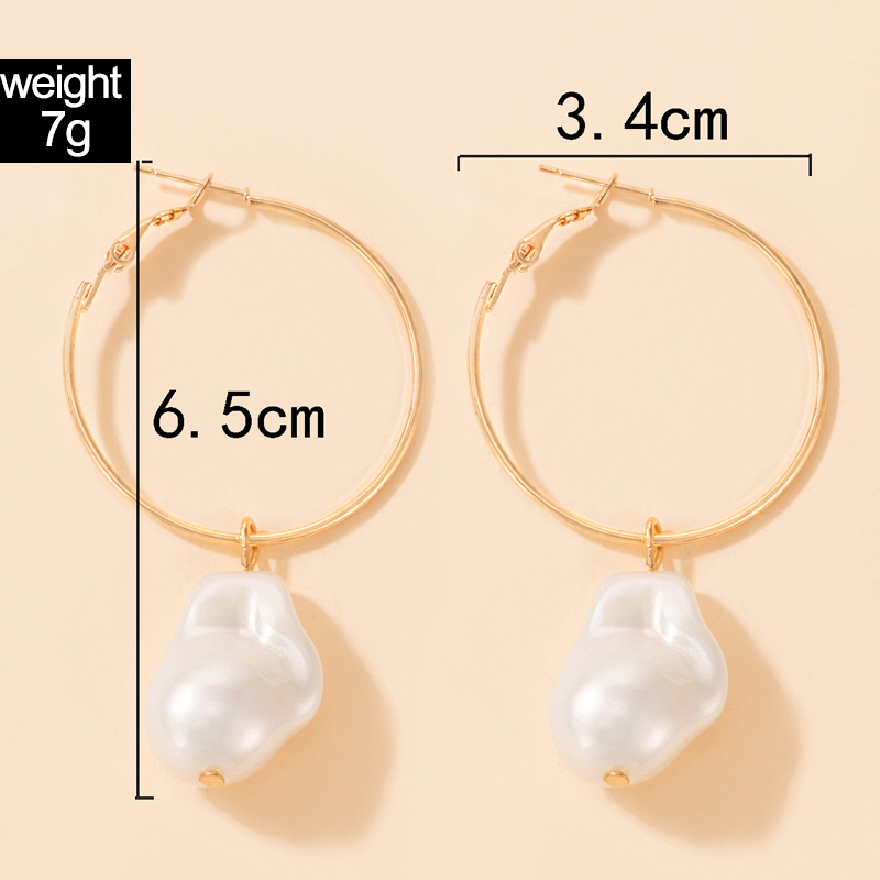 AliExpress Crossborder Fashion OL Jewelry Pearl Beaded Ring Earrings Rice Bead Alloy Geometric Earringspicture4