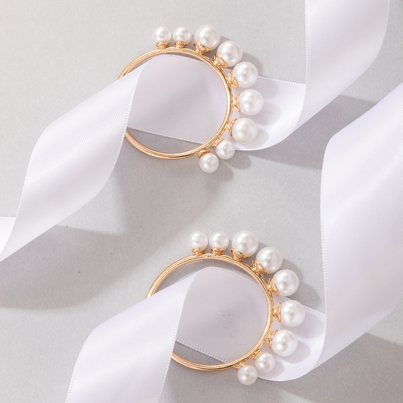 AliExpress Crossborder Fashion OL Jewelry Pearl Beaded Ring Earrings Rice Bead Alloy Geometric Earringspicture15