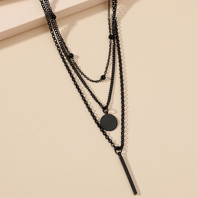 Fashion Round Vertical Pendant Multilayer Necklace