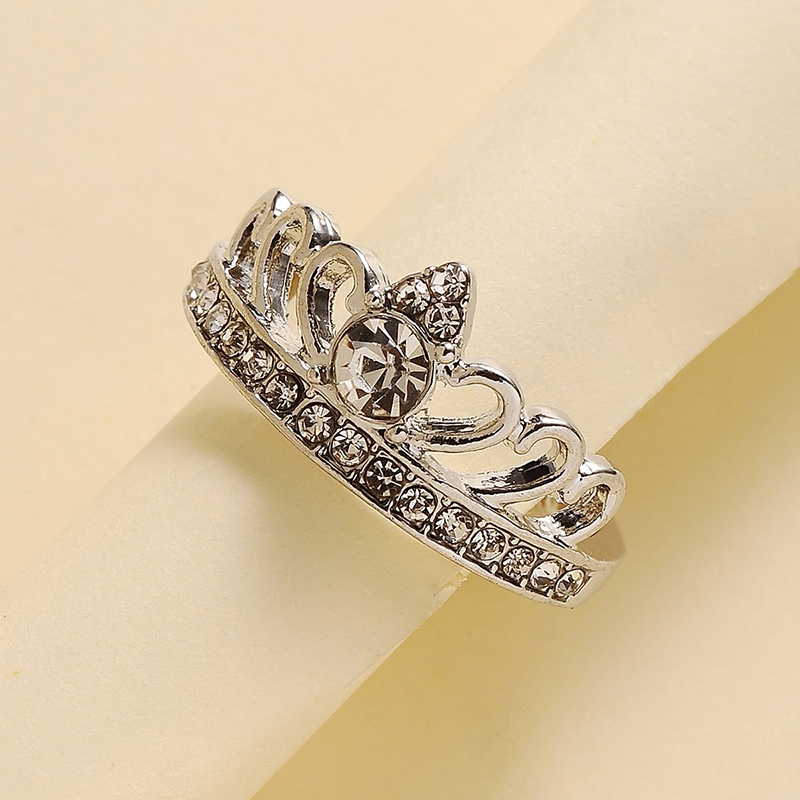 Fashion Jewelry Simple Rhinestone Hollow Crown Ring