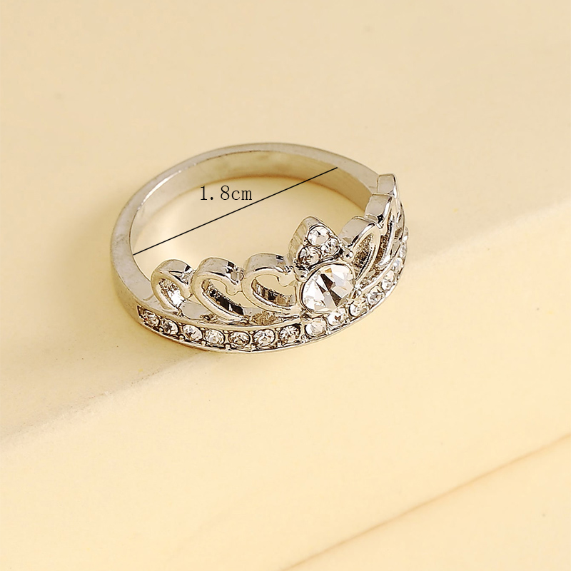 Fashion Jewelry Simple Rhinestone Hollow Crown Ring