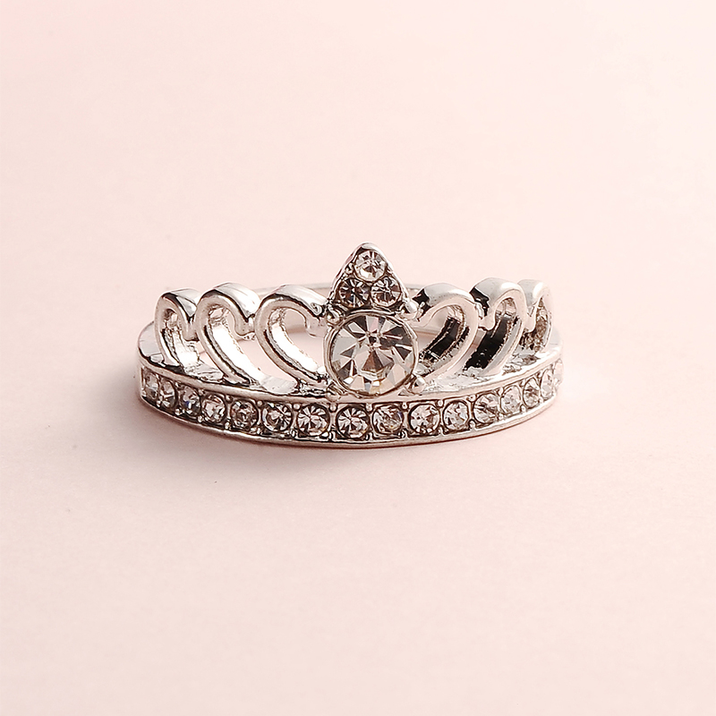 Fashion Jewelry Simple Rhinestone Hollow Crown Ring