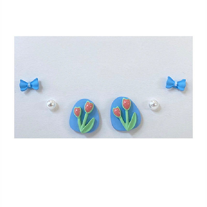 Vorfrhling Tulpe sechsteilige Ohrringe Set se InsStil Student Ohrringe Nischendesign exquisite Ohrringepicture4