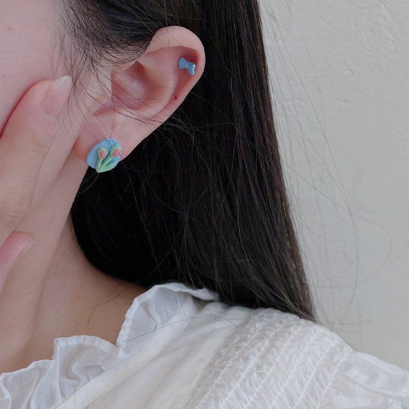 Vorfrhling Tulpe sechsteilige Ohrringe Set se InsStil Student Ohrringe Nischendesign exquisite Ohrringepicture7