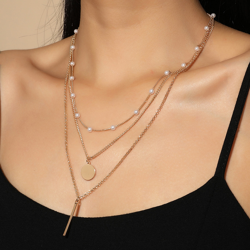 Fashion Jewelry Popular Multilayer Disc Pearl Necklace