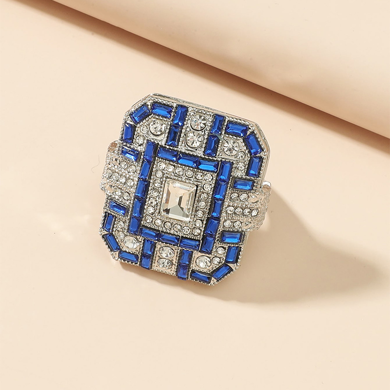 Fashion Jewelry Geometric Square Crystal Gemstone Ring