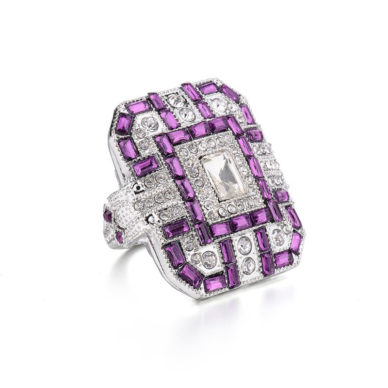 Fashion Jewelry Geometric Square Crystal Gemstone Ring